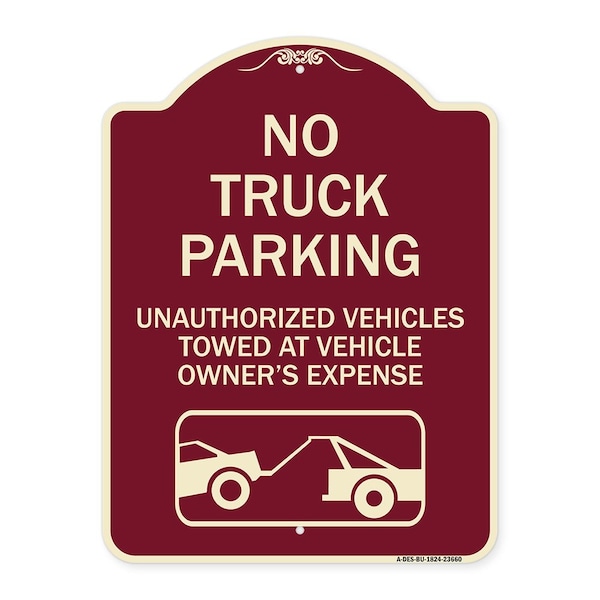 No Parking No Truck Parking Unauthorized Vehicles Towed at Vehicle Owners Expense W, BU-1824-23660
